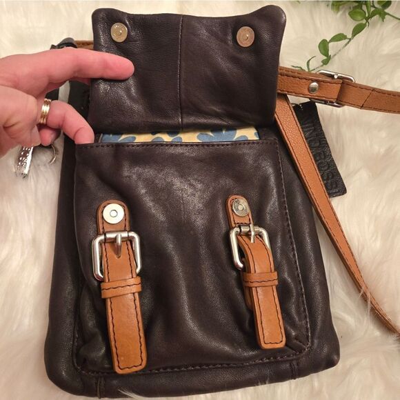 Nino Bossl leather crossbody bag brown and tan - Picture 3 of 8
